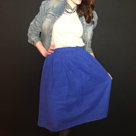 Lark & Ro Dresses & Skirts - Lark & Ro Blue Eyelet Lace  Midi Skirt